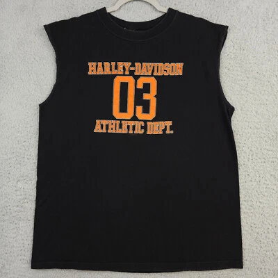VTG Harley Davidson Shirt Mens L Black Sleeveless Athletic Dept Denver 90s 2000s - Image 1 of 4