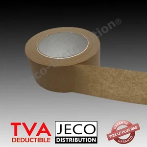 Lot Ruban adhésif papier kraft brun havane Rouleau 50m emballage écologique - Imagen 1 de 2
