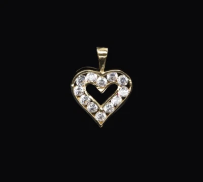 750/- 18 Kt Gold Anhänge mit simulierten Diamanten, Herz, 20 mm lang - Bild 1 von 2