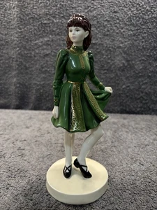 Seltene Coalport Figur atemberaubende irische Tänzerin - grün & gold Kleid - Musterfarbe - Bild 1 von 19