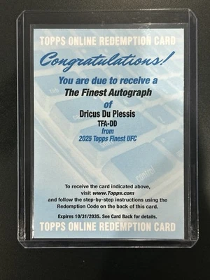 2025 Topps Finest UFC Autographs Auto Dricus Du Plessis Redemption - Image 1 of 2