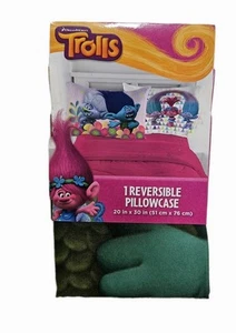 1 Funda de Almohada Reversible Trolls Poppy Branch Guy Tamaño Estándar 20" x 30" - Imagen 1 de 4