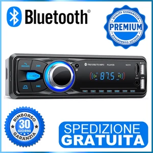Autoradio Bluetooth 1 DIN Lettore MP3 USB AUX FM Telecomando per Stereo da Auto - Foto 1 di 8