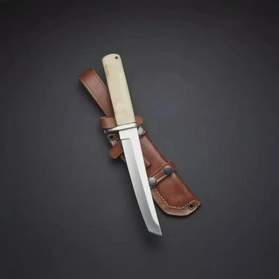 Custom Handmade D2 Tool Steel Hunting Tanto Bowie Knife Tanto Knife W/Sheath - Image 1 of 4