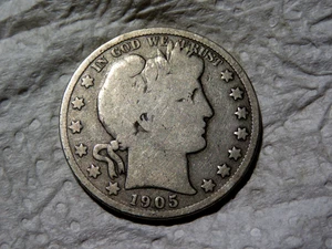 1905 S Barber Silver Half Dollar with "B" Counterstamp on Reverse Side K1 - Picture 1 of 2