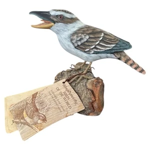 Vintage Flügel Dynastie Vögel der Welt handgeschnitzt Holz Kookaburra Vogel Zertifikat - Bild 1 von 11