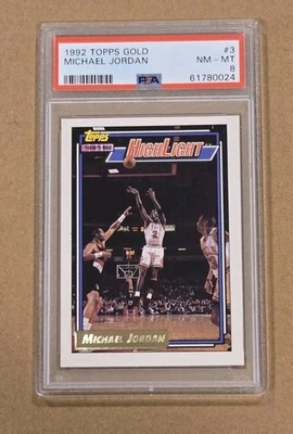 1992 TOPPS GOLD МАЙКЛ ДЖОРДАН NO3 ЧИКАГО BULLS HOF PSA 8 ПОЧТИ КАК НОВЫЙ MT - Изображение 1 из 3