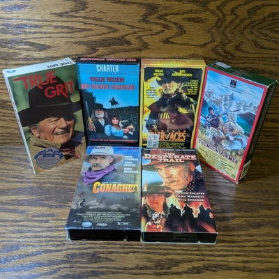 Uncommon Westerns VHS Lot of 6 Willie Nelson, Sam Elliott, Heston, Wayne - Read Foto 1 de 4