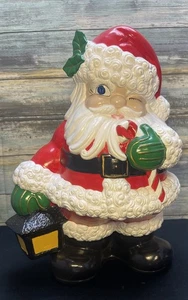 VINTAGE Ceramic Winking Santa Figurine Ceramic Mold 1980’s Hand Painted 12 Inch - Picture 1 of 5