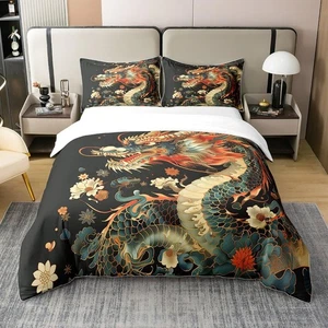 Dragon Duvet Cover Chinese Style Bedding Set for Room Decor Tradition Theme C... - Picture 1 of 7