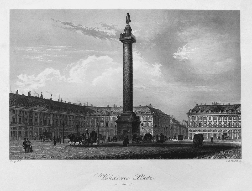 1850 Vendôme Platz Place Colonne France Paris Frankreich Stahlstich engraving - Bild 1 von 1