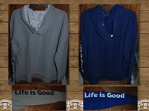 BLUE OR GRAY NWT Men's Life is Good Bold Go To Pullover Hoodie Sweatshirt - Bild 1 von 9