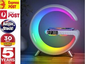5in1 15W Wireless Fast Charger Smart Bluetooth Speaker with Alarm Clock LED Lamp