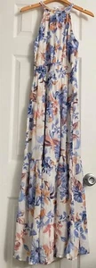 Long Maxi Dress Blue White Orange Size XS Japna Brand Women’s Clothing - Picture 1 of 6