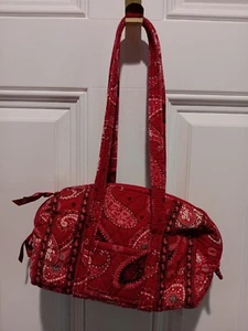 Vera Bradley Mesa Red Quilted Paisley Handbag Purse Retired 12x7 EUC Clean - Picture 1 of 4