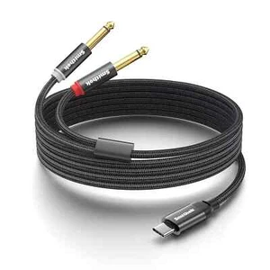 USB C to Dual 6.35mm 1/4 inch Stereo Splitter Y Cable, USB Type C to Dual 6.3... - Picture 1 of 4