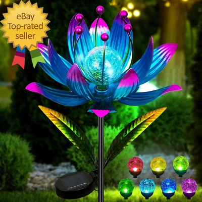 Wind Spinners Outdoor 38 Inch Metal Wind Spinner Yard with Stake Solar Windmill - Image 1 of 4