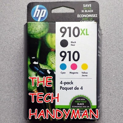 PACK DE 4 TINTAS HP GENUINAS 910XL NEGRAS Y 910 COLOR (CAJA AL POR MENOR) OFFICEJET PRO 8028 Foto 1 de 2