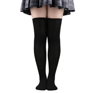 Extra Long Cotton Stripe Thigh High Socks Over the Knee High Plus Size Stockings - Picture 1 of 19