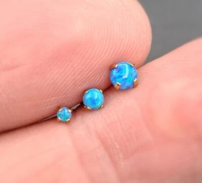 Cartilage Earrings Stud Rook Piercing Opal Gem Ball Screw Back Tragus Nose Helix - Image 1 of 4