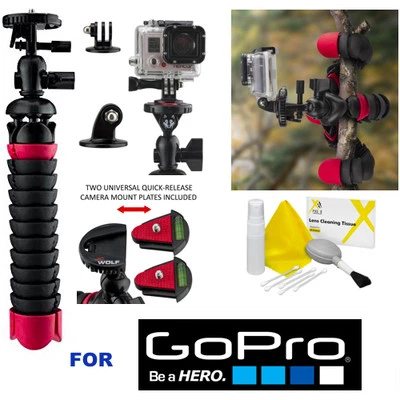 12" FLEXIBLE QUICK RELEASE CARBON TRIPOD FOR GOPRO 5 BLACK GOPRO HERO SESSION - Image 1 of 4