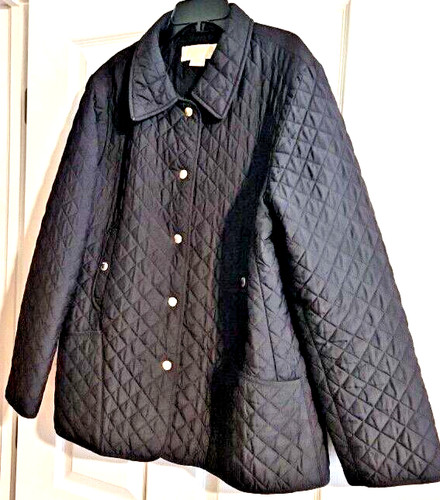 Giacca utility MICHAEL KORS nera trapuntata 2 pezzi argento a scatto leggera XL 44X30 $248