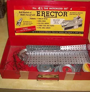 1954 ERECTOR SET METAL CONSTRUCTION BUILDING VTG TOY MID CENT MODERN AMERICANA - Picture 1 of 8