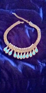 SALE - REDUZIERT ~~ Türkis & Glitzer 18 Zoll Halskette - tolles Geschenk! - Bild 1 von 2