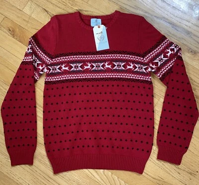 Suéter de Navidad Nuevo Rojo Tejido con Cable 100% Algodón Clase 14/16 Club Dillards Foto 1 de 4