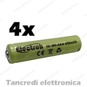 4x Pila batteria ministilo ricaricabile AAA nimh 1Ah 1,2V universali 45x11mm - Picture 1 of 1