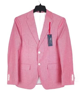 Tommy Hilfiger Cappotto Uomo Moderno Fit Elasticizzato Chambray Sport Rosso 38R Nuovo con etichette - Foto 1 di 8