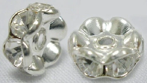 Rhinestone Beads, Grade "A",Brass, Rondelle, Size:about 6mm in diameter, hole:1m - Image 1 of 1