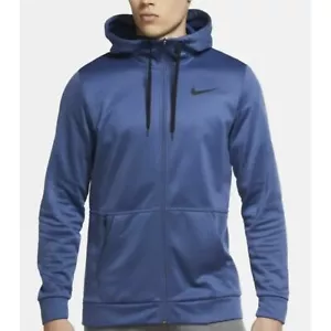 Felpa con cappuccio da allenamento Nike Work Out Therma cerniera completa blu navy con tasche uomo taglia S - Foto 1 di 14