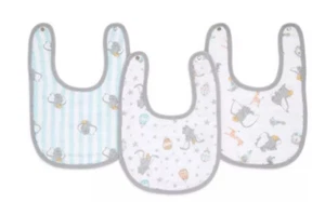 NWT Aden + And Anais Disney Baby Dumbo Elephant 3 PK Cotton Muslin Snap Bibs - Picture 1 of 3