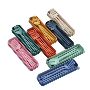 8 Colors Portable Utensils Sets with Case, Wheat Straw Cutlery Set, Reusable ... - Picture 1 of 7