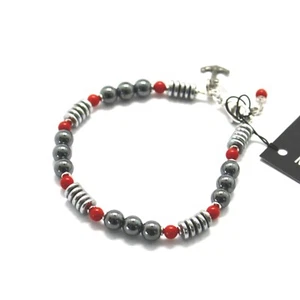 BRACCIALE IN ARGENTO 925 CON CORALLO ED EMATITE BLE-3 MADE IN ITALY BY MASCHIA - Imagen 1 de 10