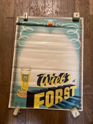 affiche ANCIENNE LITHO VINTAGE  bière WIEL's and FORST LITHO 53X70 - Photo 1/2