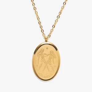 Gemini Zodiac Pendant Necklace 18K Gold Plated - Imagen 1 de 3