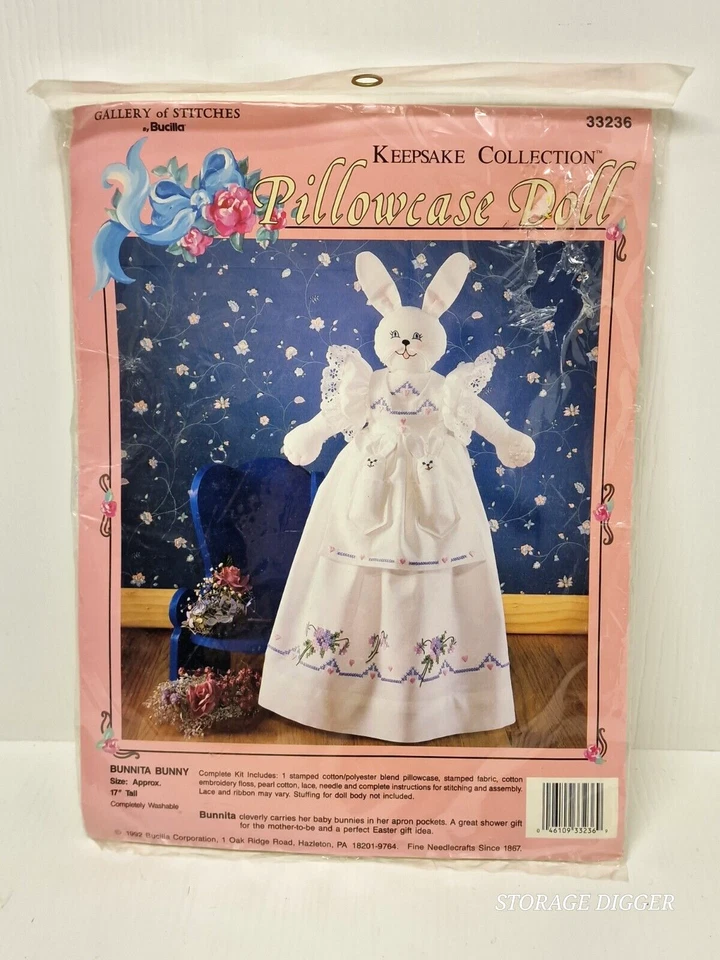Bucilla Bunnita Bunny Pillowcase Doll Kit #33236 Keepsake 1992