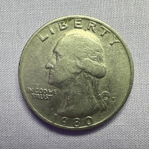 RARE 1980 Washington Quarter Dollar Rare Filled P Mint Mark Error Circulated Cover