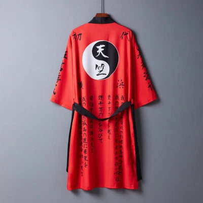 Unisex Yukata Kimono Long Cardigan Jacket Bathrobe Japanese Retro Casual - Image 1 of 4