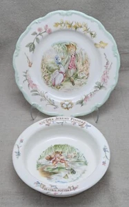 Royal Albert Beatrix Potter Mr. Jeremy Fisher Bowl and Jemma Puddle-Duck Plate - Picture 1 of 4