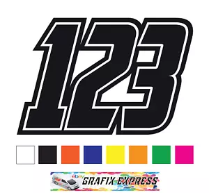 3 SETS Custom Race Numbers Vinyl Stickers Dirt Bike Motocross Trials Decals - Picture 1 of 12