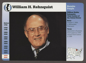 William H Rehnquist  Grolier Story of America History Card Notable People
