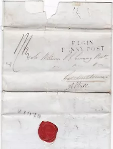 c.1830 ELGIN PENNY POST INVOLUCRO REINDIRIZZATO GARDENSTOWN AD ALTITYRE MORAYSHIRE - Foto 1 di 1