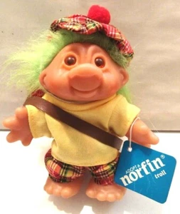 Dam Norfin Golf Troll Doll MINI GOLFER WITH HANG TAG 5" Lime Green Hair 1986 - Picture 1 of 9