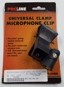 ProLine Universal Microphone Clip Black PL200U 5/8" Threaded ***NEW ON CARD*** - Picture 1 of 4
