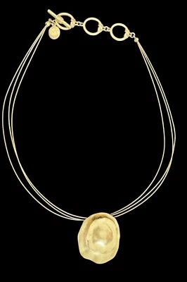 Винтажное латунное/золотистое ожерелье Jones New York с застежкой-переключателем, Artsy P8 - Изображение 1 из 4