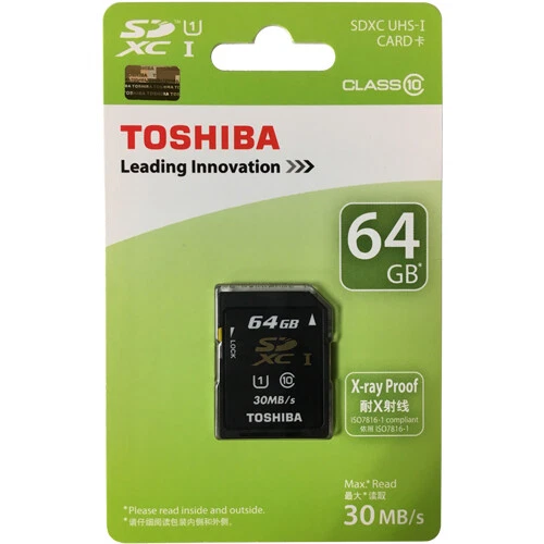 Toshiba 64GB SDXC UHS-I Class 10 SD Memory Card SD-K064GR7AR30 Retail - Image 1 of 1