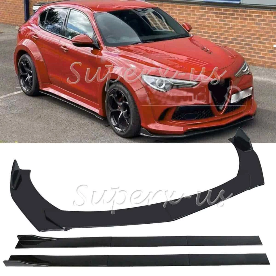 For Alfa Romeo Stelvio Giulia Side Skirt Front Bumper Lip Splitter Spoiler Lip Foto 1 de 4